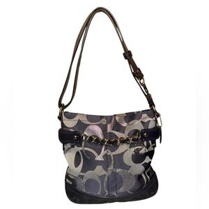 Coach Moto Optic Metallic Chain Signature Jacquard Shoulder Bag - Vintage